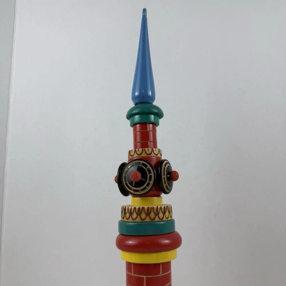 Vintage Russian Tall Wooden‎ Stacking Kremlin Clock Tower Toy Puzzle 18
